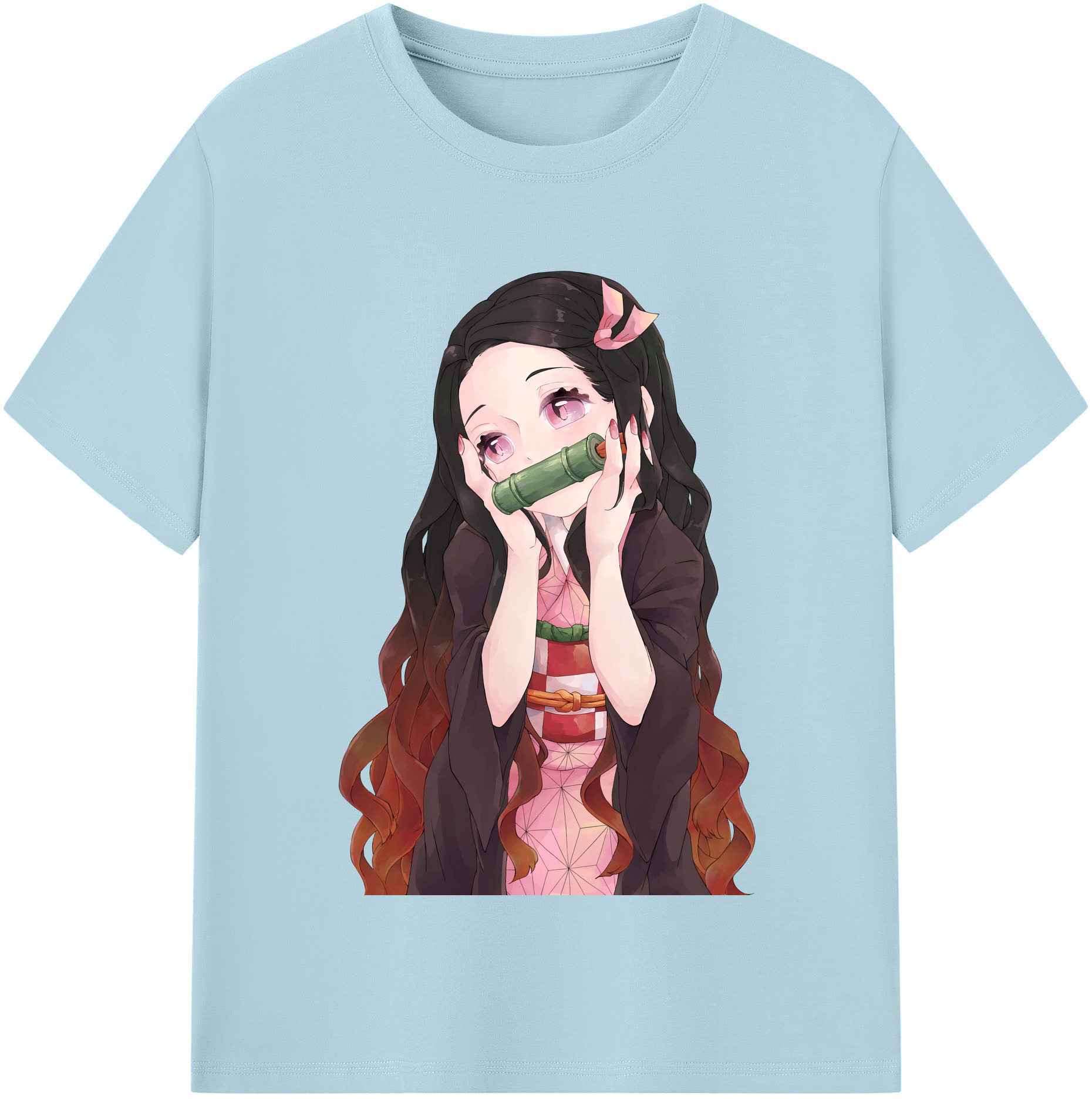 （画像用） 鬼滅の刃（きめつのやいば）竈門 禰󠄀豆子／かまど ねずこ Kamado Nezuko 綿100％半袖Tシャツ（フロントプリント）